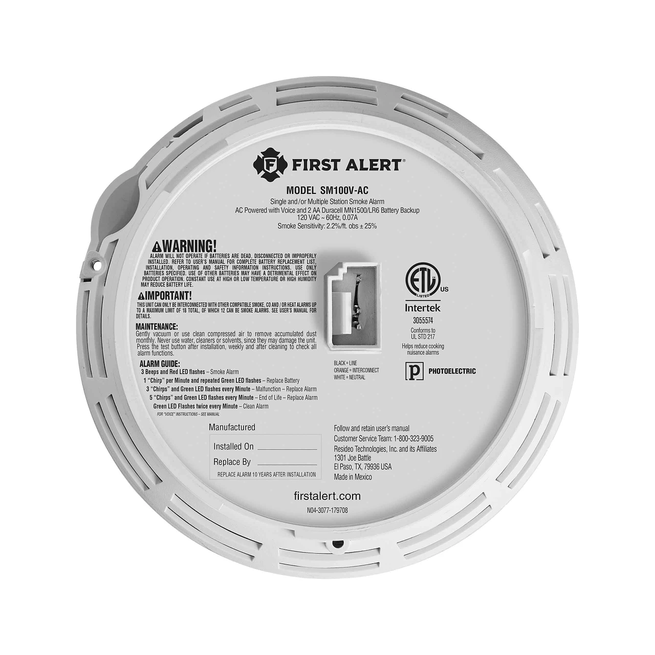 1046719 Interconnect Hardwire Smoke Alarm With Battery Backup & Voice 6 1046719 Interconnect Hardwire Smoke Alarm With Battery Backup & Voice - Image 6
