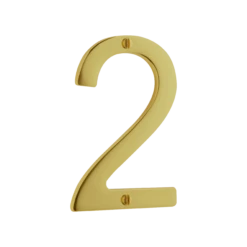 Banham Door Numeral 2 Polished Brass