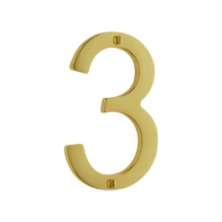 Banham Door Numeral 3 Polished Brass