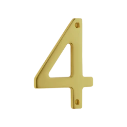 Banham Door Numeral 4 Polished Brass
