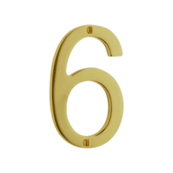 Banham Door Numeral 6 Polished Brass
