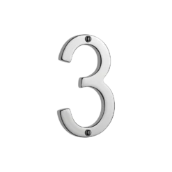 Banham Door Numeral 3 Polished Chrome